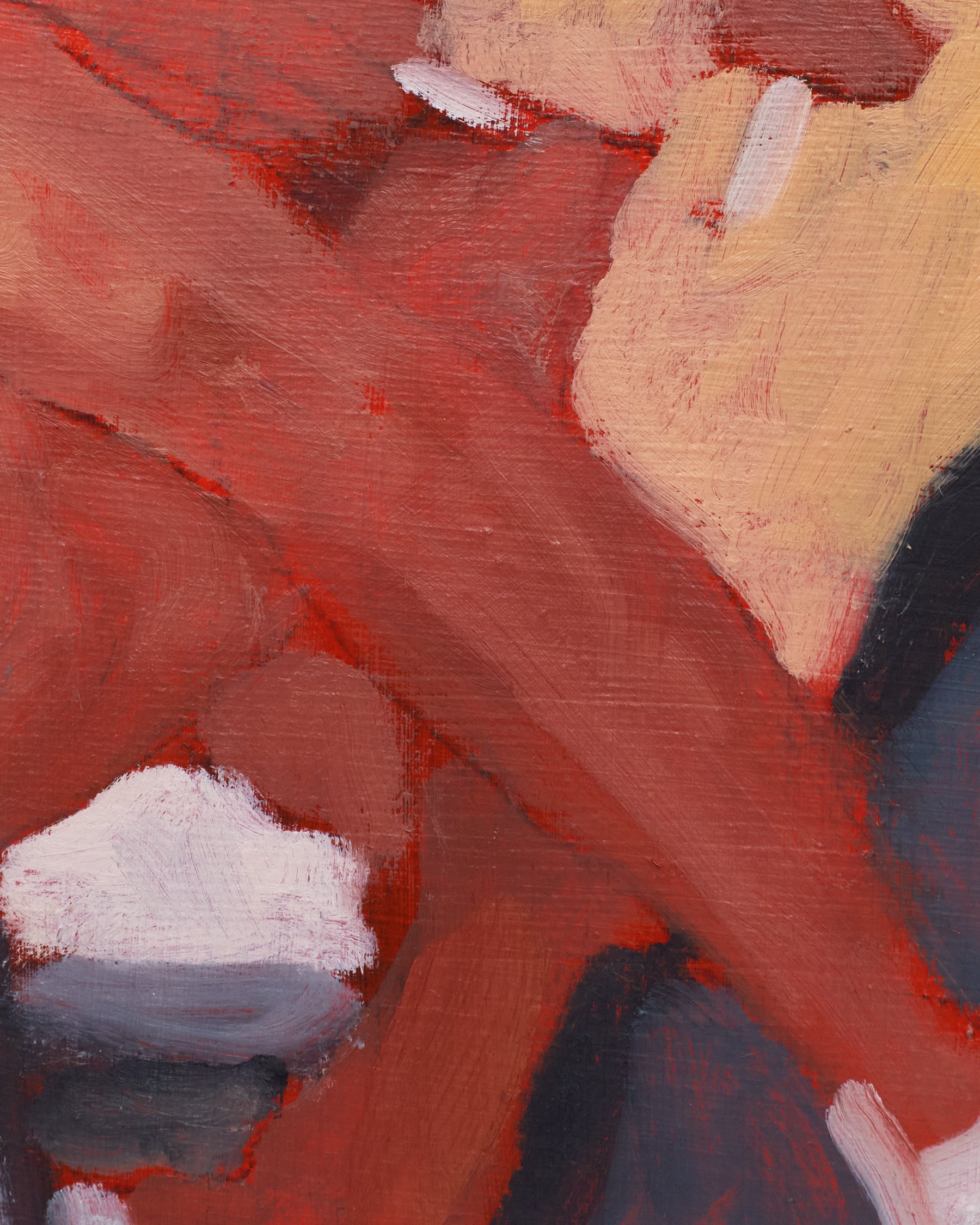 Abstract painting with red, yellow, and blue colors