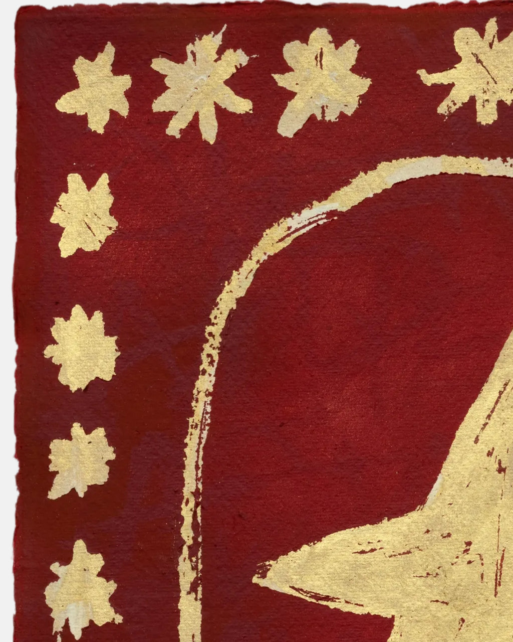 Red fabric with gold floral patterns