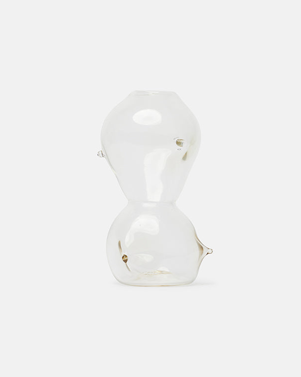 Glass hourglass on a white background