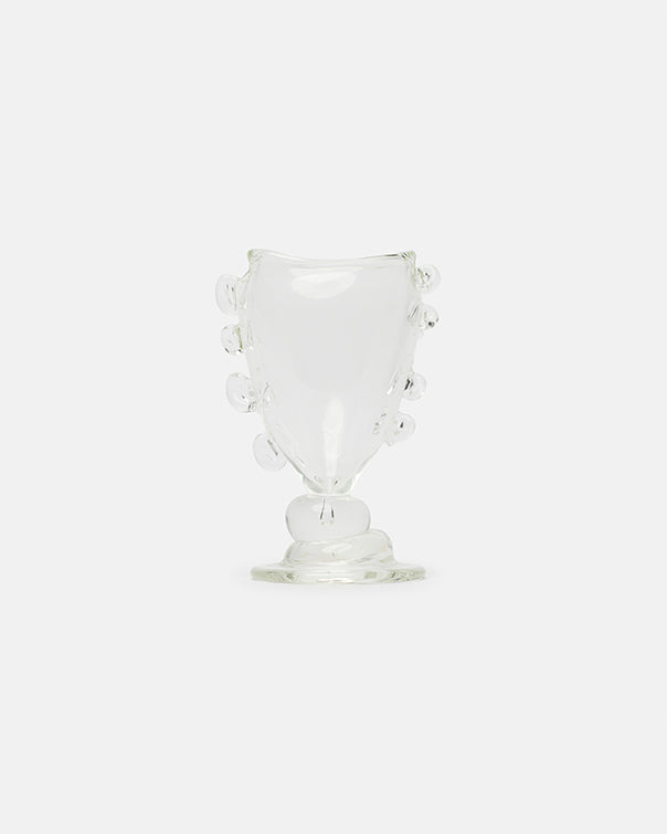 Clear glass vase on a white background